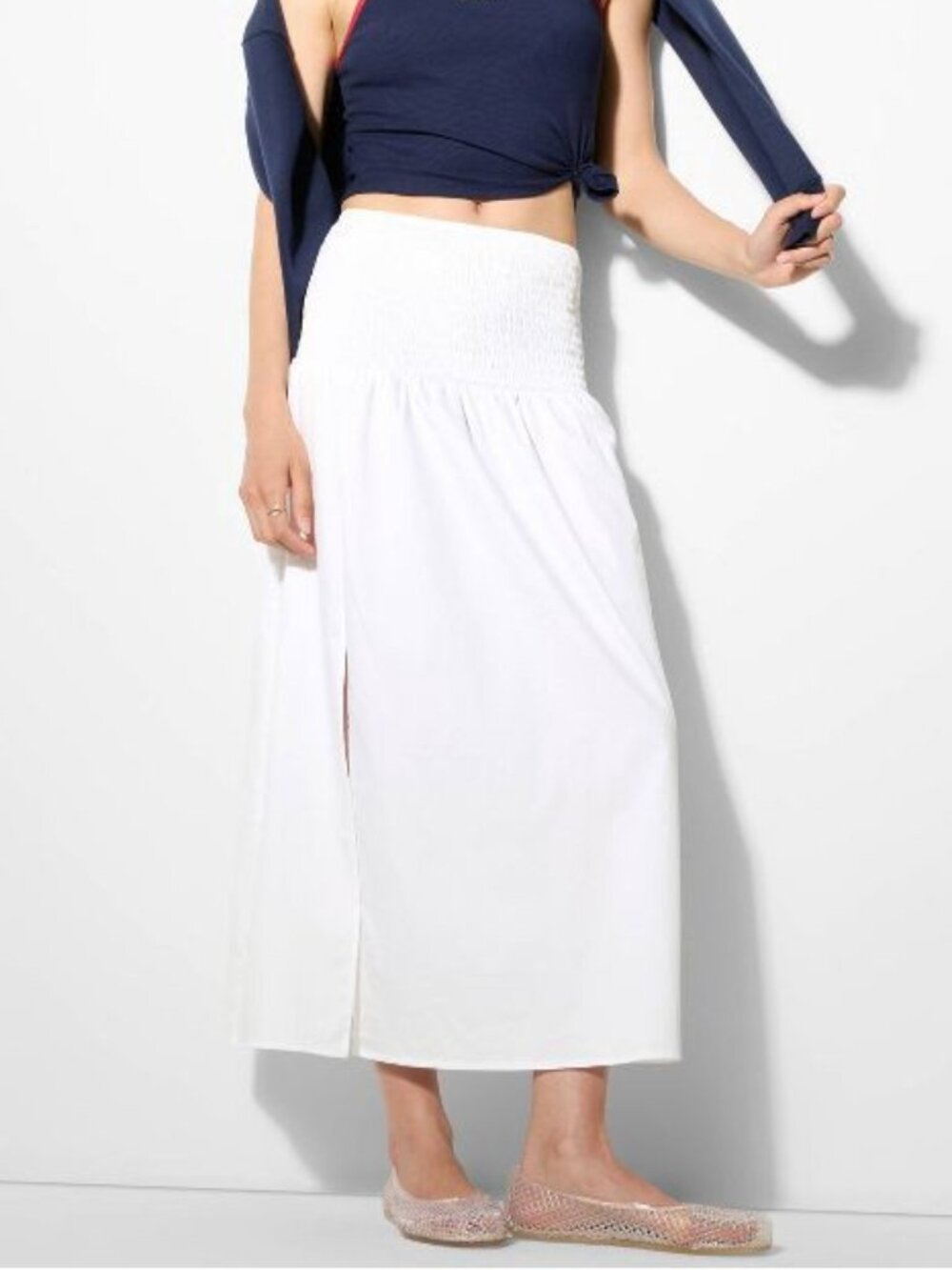 Wild Fable  Women's Smocked Waist Maxi Skirt - White Size Small NWT